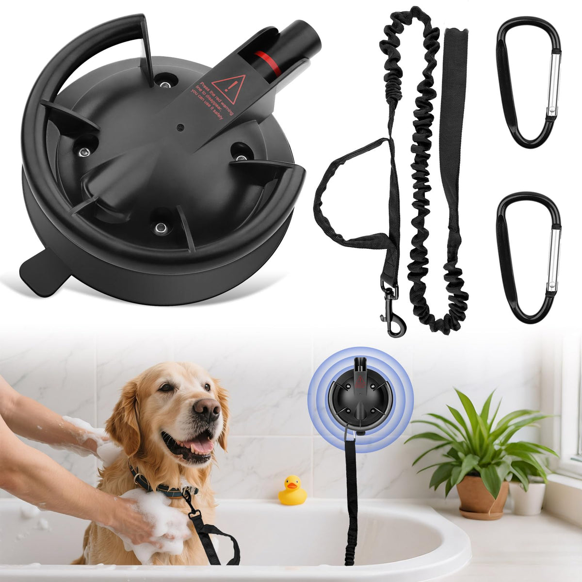 Ruppence ventosa para baño de perros mantiene al animal estable.
