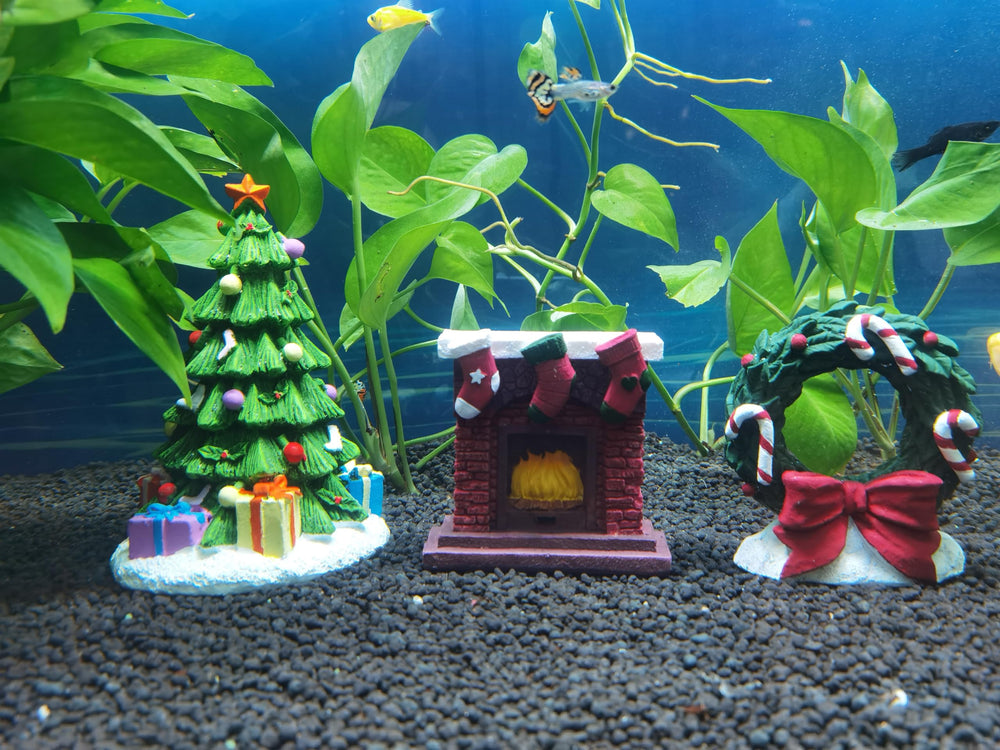 RVQIGYP chimenea navidad acuario detalle, sensación cálida en el tanque