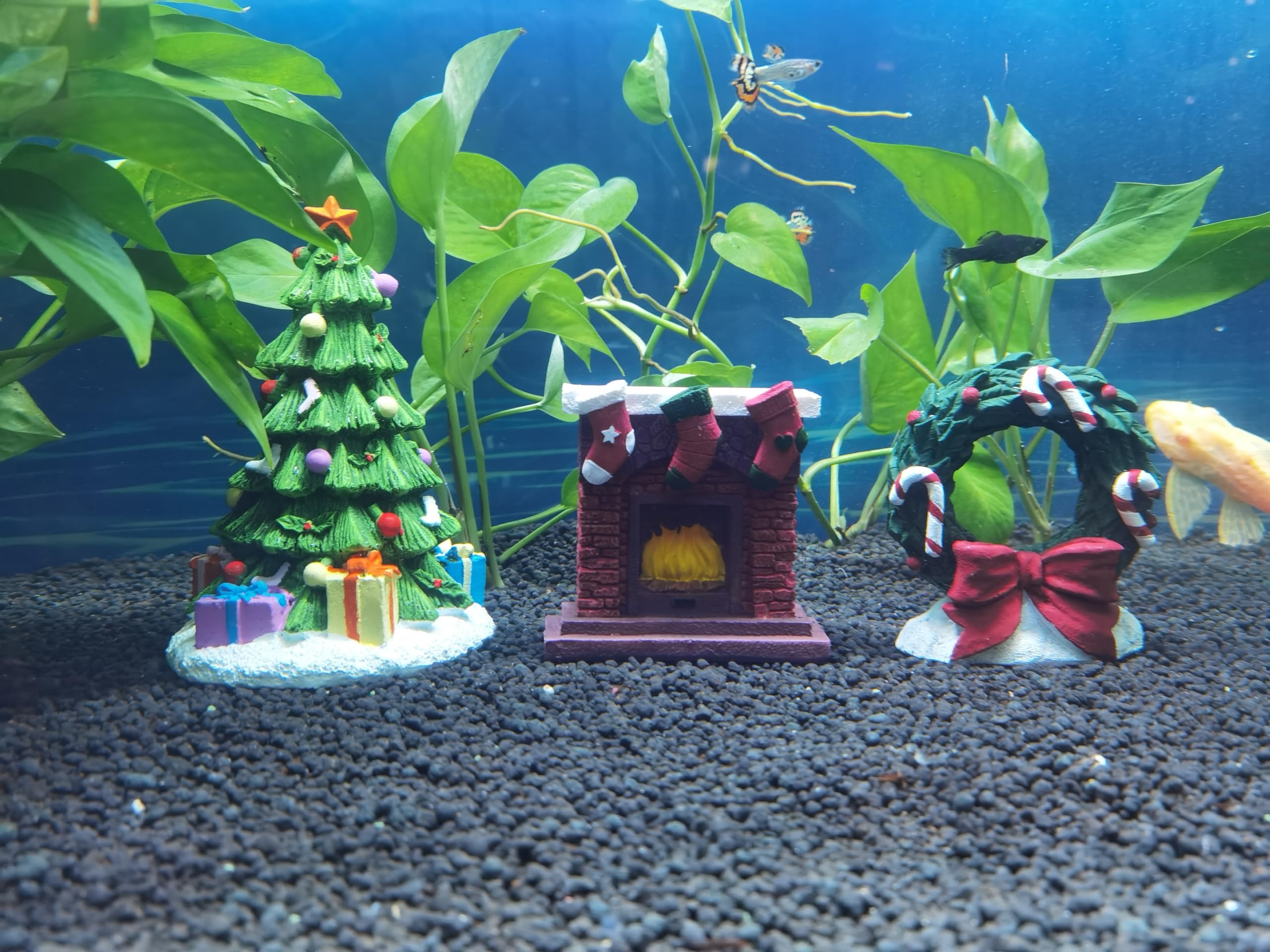 RVQIGYP guirnalda navidad acuario escena, decoracion envolvente para tu acuario