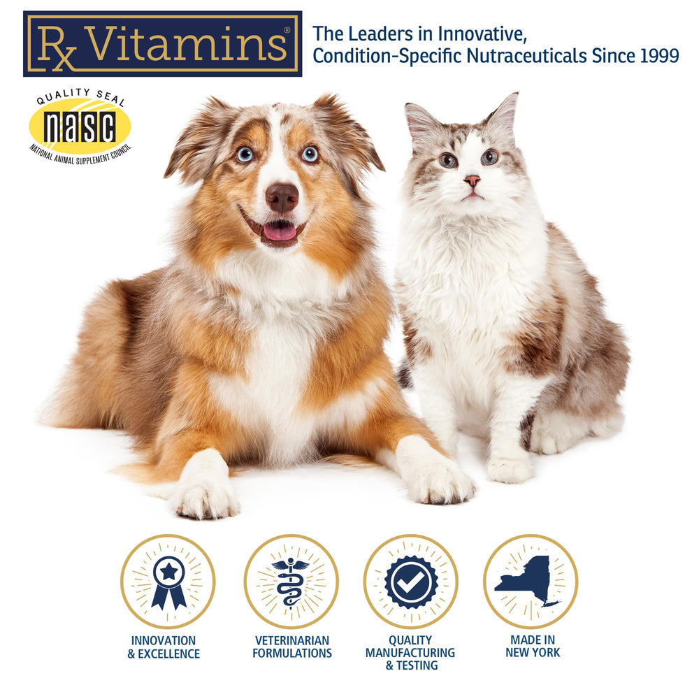 Rx Vitamins Colostrum, uso diario sencillo para perros y gatos.