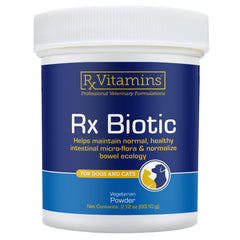 Rx Vitamins Rx Biotic, polvo probiótico para perros y gatos, apoya la digestión.
