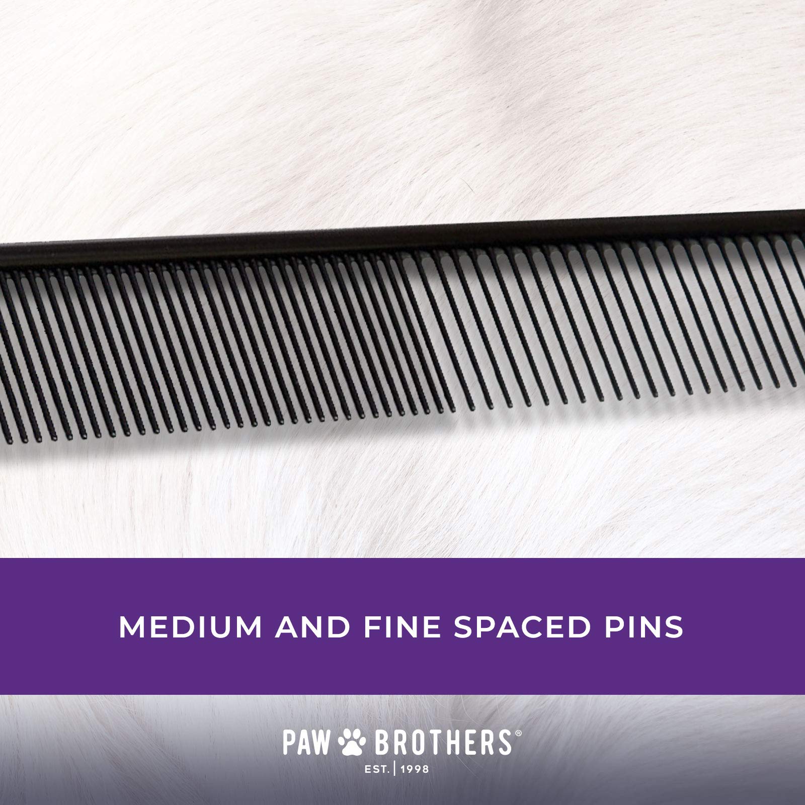 Paw Brothers Greyhound con dientes dobles, diseño de espaciado para pelo mediano.