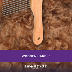 Ryan's Pet Supplies Paw Brothers Poodle Comb: mango de madera ergonómico para grooming cómodo