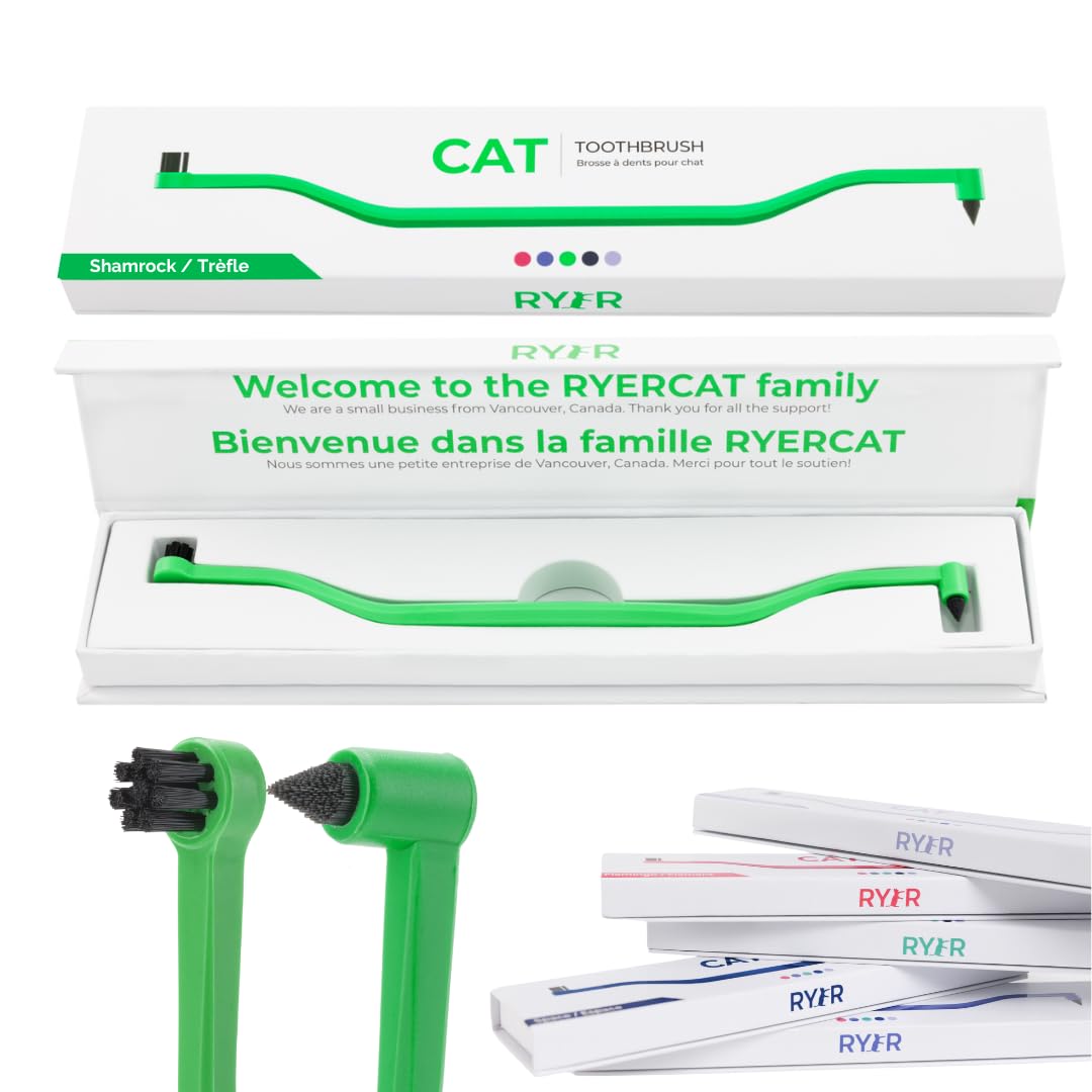 RYERCAT cepillo dental para gatos, cabeza micro dual para limpieza suave.