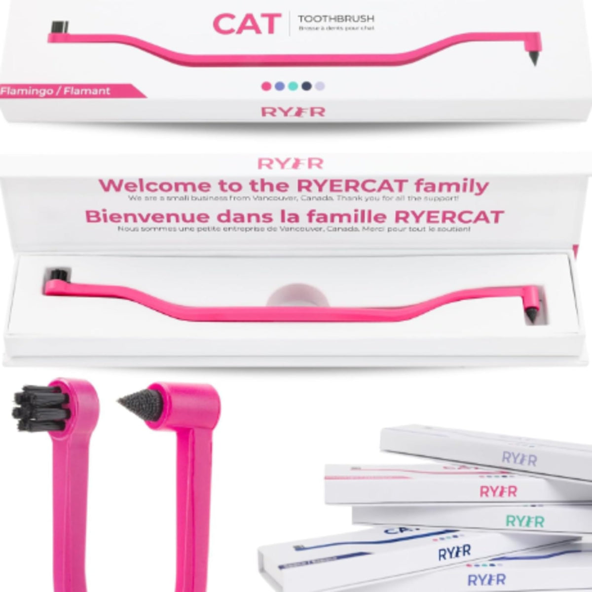 RYERCAT Flamingo cepillo gato cabeza mini facilita cepillado en boca pequeña