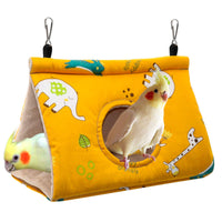Nido para aves Rypet con hamaca velur amarillo, refugio cálido para descansar.
