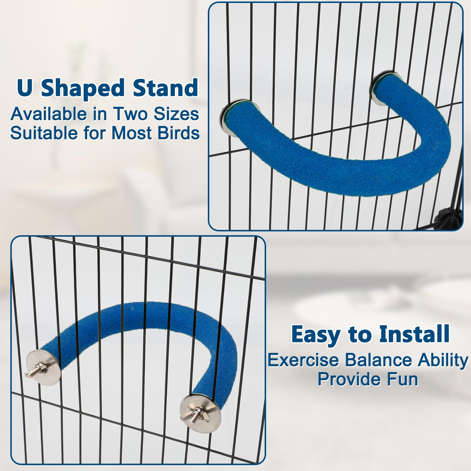 Rypet percha en U, ideal para periquitos y aves pequeñas.