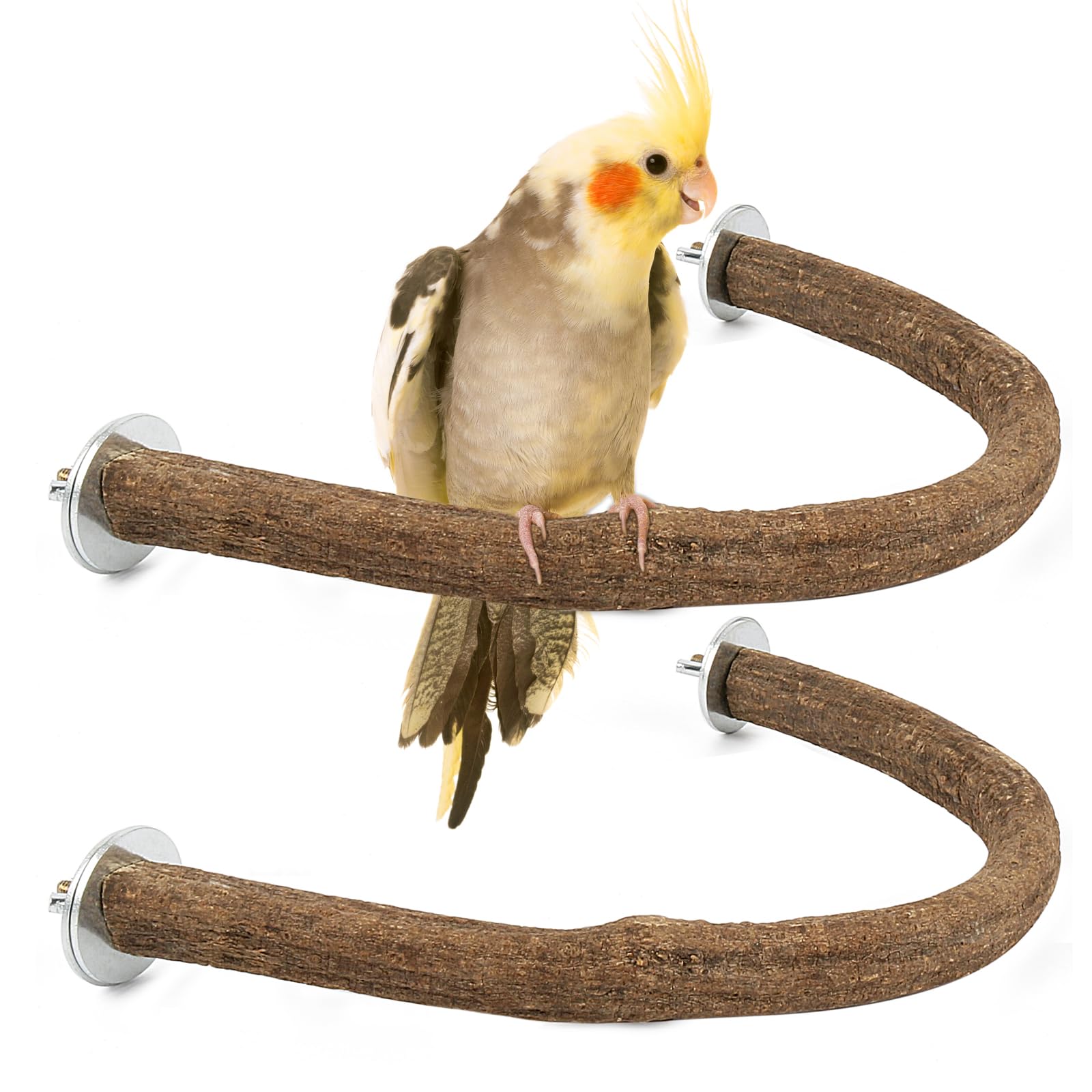 Rypet percha natural de madera para jaula, agarre firme y seguro para aves.