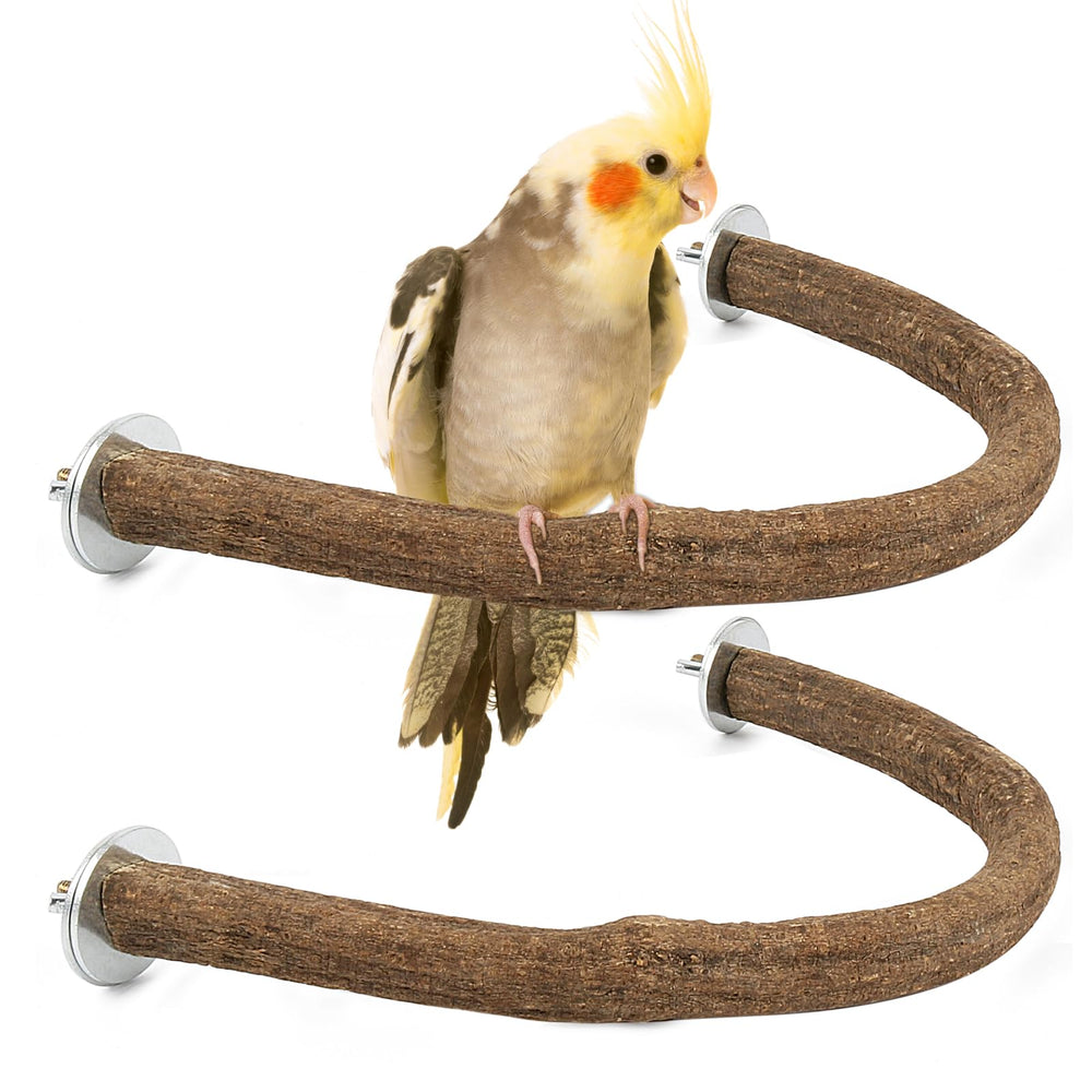 Rypet percha natural de madera para jaula, agarre firme y seguro para aves.