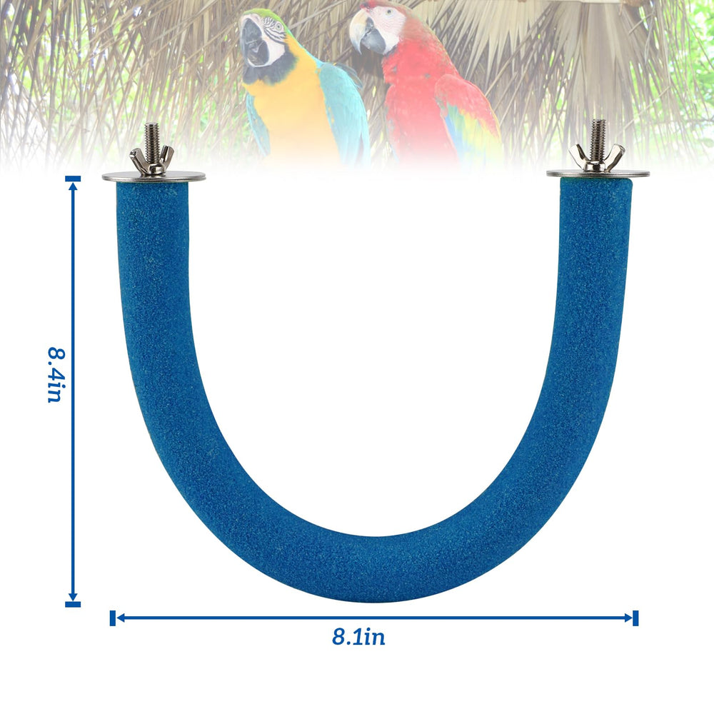Rypet percha en U para loros azul, superficie rugosa de cuarzo para uñas.
