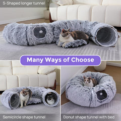RYpetmia cama tunel gato donut gris: espacio amplio para jugar