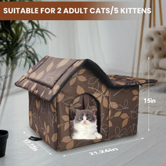 RYUNVOVO casa gatos exterior con puerta lateral para mayor intimidad y refugio.