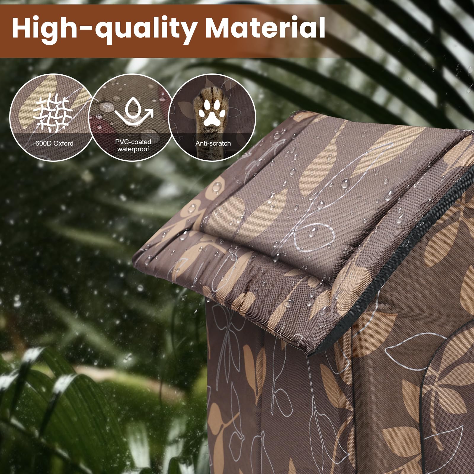 RYUNVOVO casa gatos exterior material oxford 600D impermeable para uso exterior.