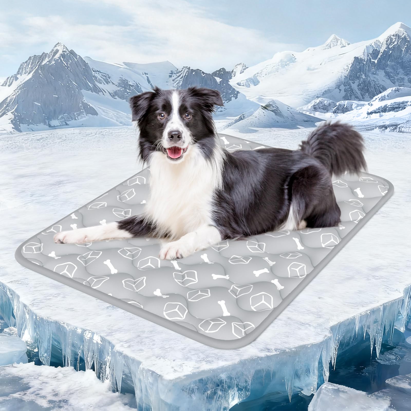 Rywell cama enfriamiento para perro, gris elegante, proporciona descanso fresco y cómodo.