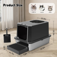 RZPET caja de arena con doble entrada, frontal y superior, facilita el acceso del gato.