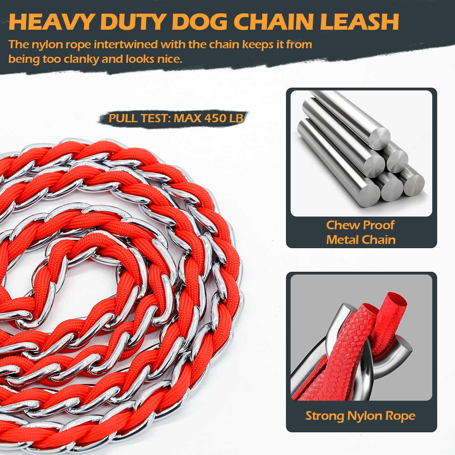 S-ETOVUS cadena cromada resistente para perros grandes