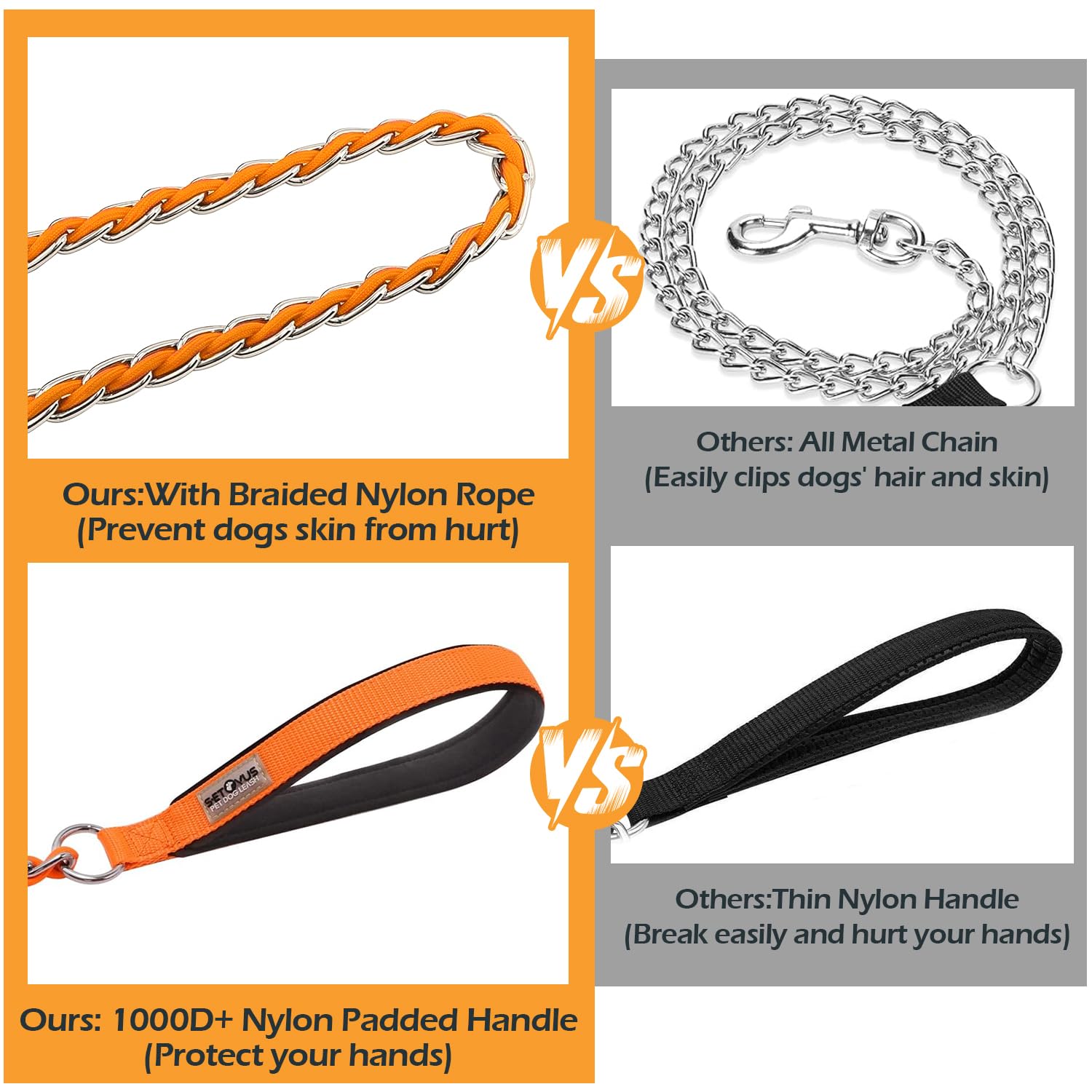 Cadena duradera antimordida de S-ETOVUS ideal para perros que tiran