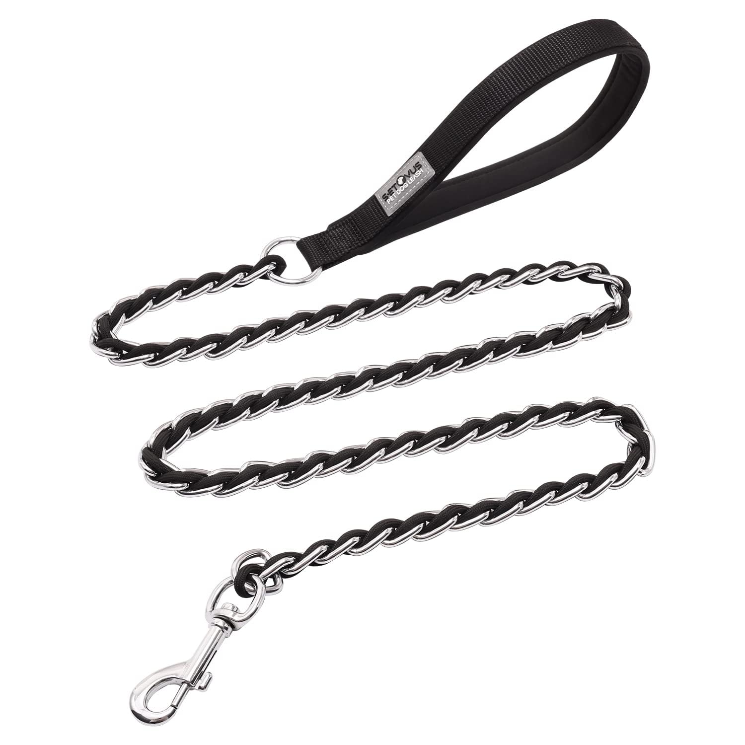 S-ETOVUS correa-prueba-masticacion con cadena de metal para perros grandes.