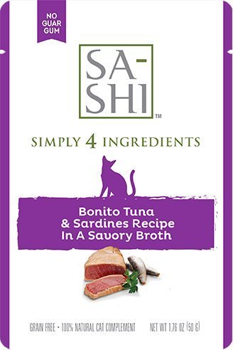 Sa-Shi Bonito toppper de atún y sardinas, realza el sabor de la comida para gatos.