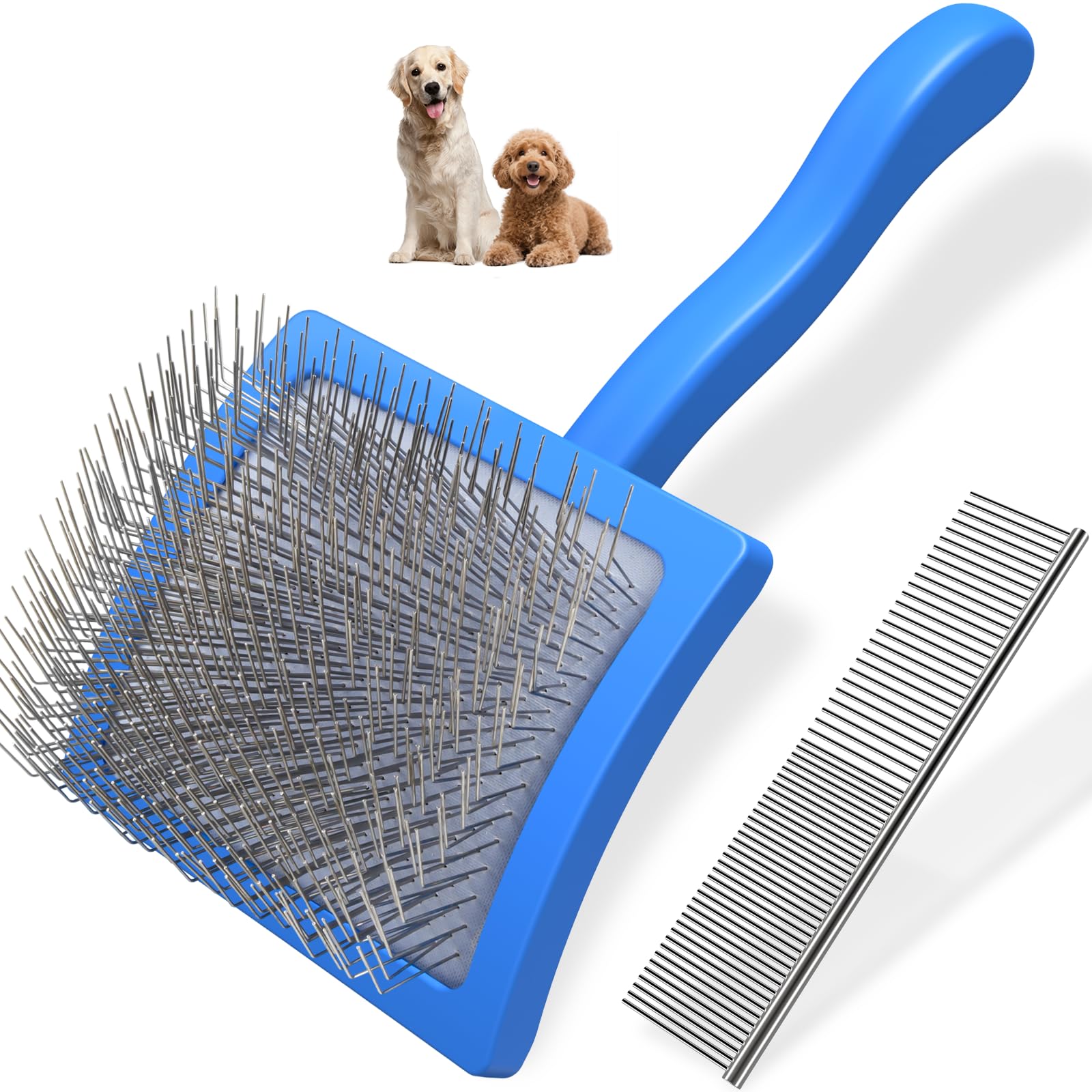 Cepillo deslanador Saccison para perros con puntas largas desenreda nudos con suavidad.