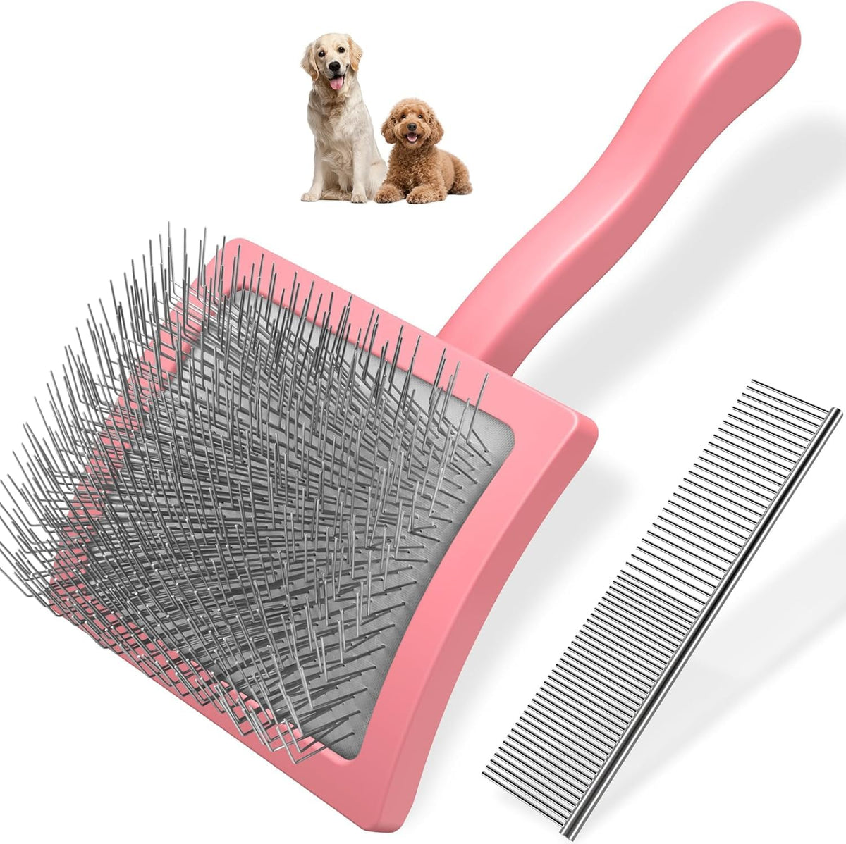 Saccison Cepillo Slicker con pines largos para penetrar el pelaje profundo sin irritar la piel.