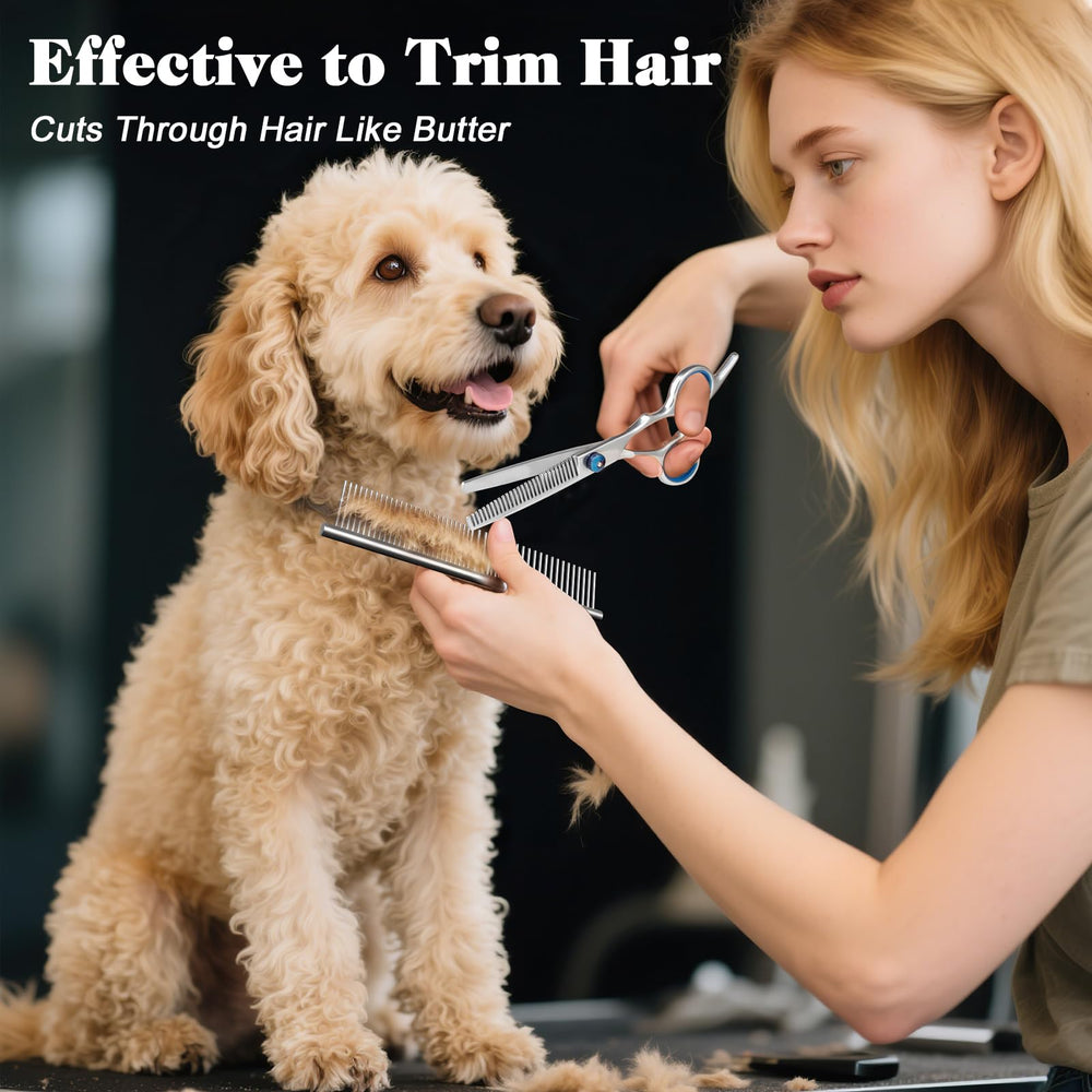 Tijeras rectas Saccison para perros, corte limpio sin tirones.