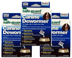 Safe-Guard desparasitante canino, envase; granulado fácil de mezclar en la comida.