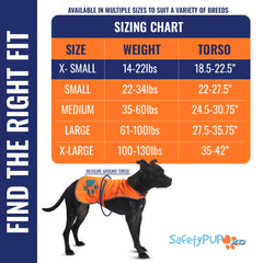 SafetyPUP XD chaleco reflectante, vista lateral, ideal para paseos nocturnos.