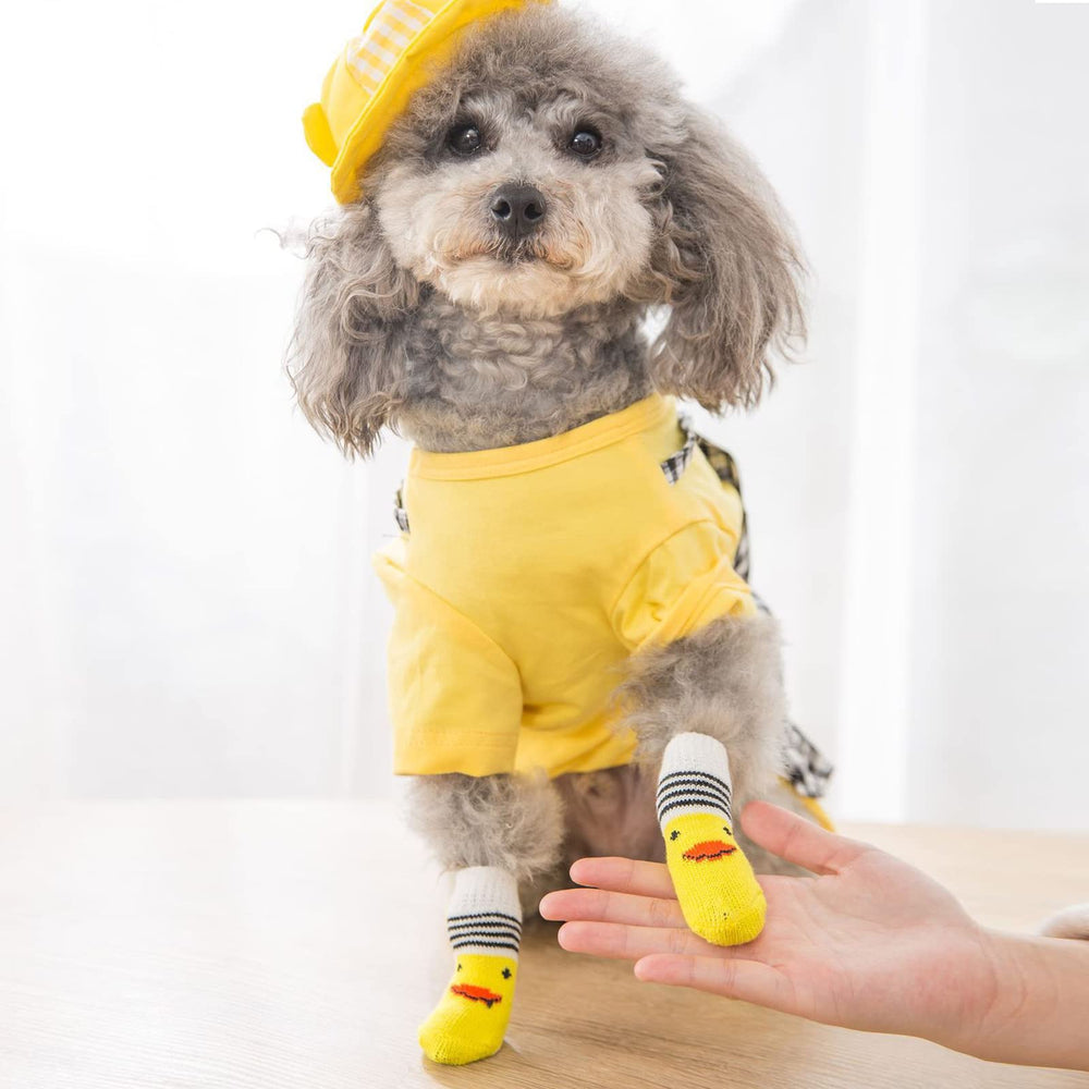 Patas de perro con calcetines antideslizantes, tela suave y transpirable.