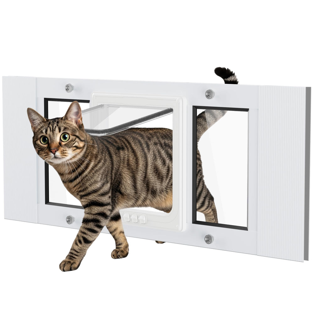 SAKSUN puerta-gato-ventana-aluminio: duradera y visibilidad para mascotas.