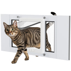 SAKSUN Puerta para gato con marco de aluminio y seguridad para mascotas