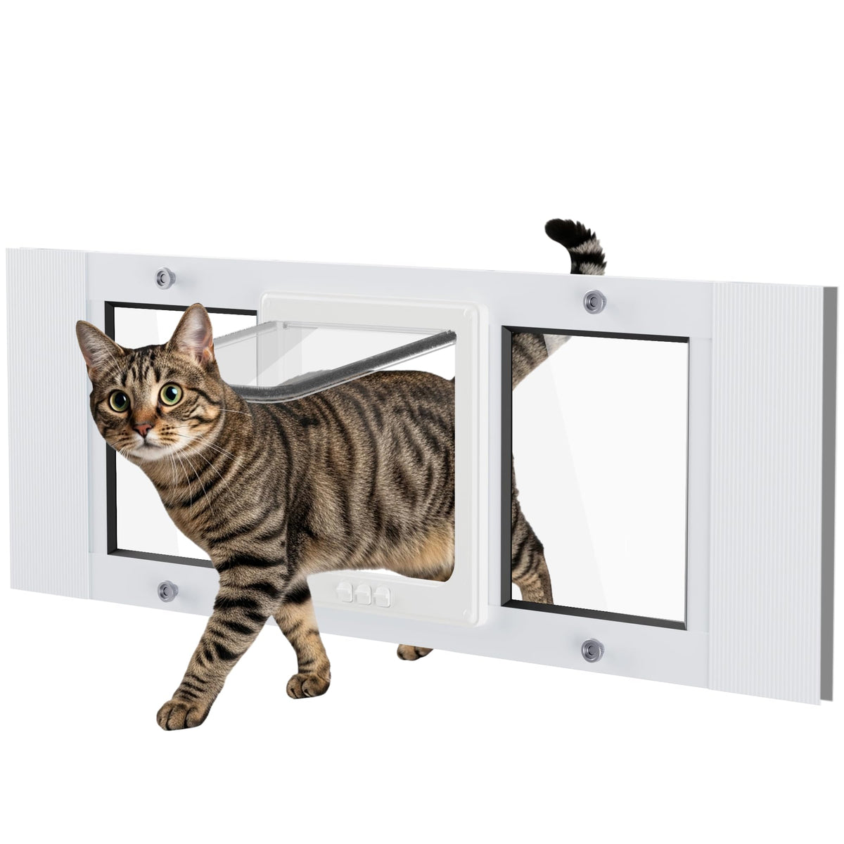 SAKSUN puerta-gato-ventana con marco de aluminio, resistente para uso diario.