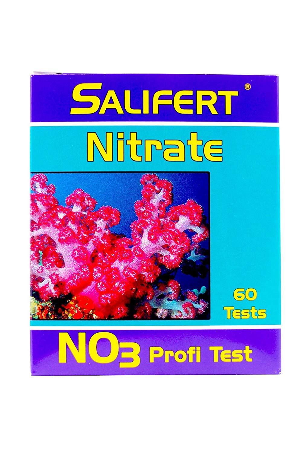 Prueba de nitrato Salifert NO3 para acuarios marinos, lectura precisa.