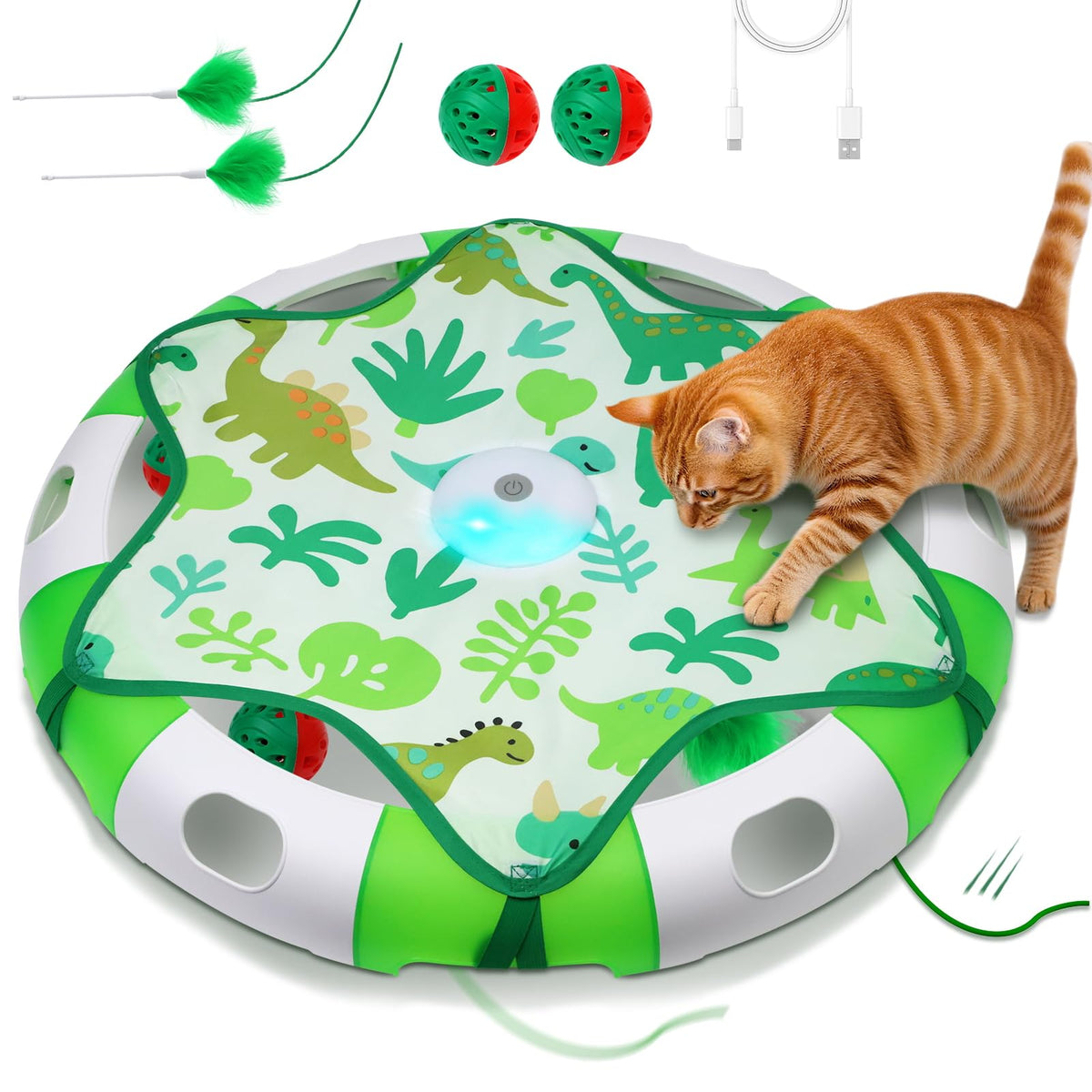Salodal juguete para gatos con pluma móvil, ideal para ejercicio diario.