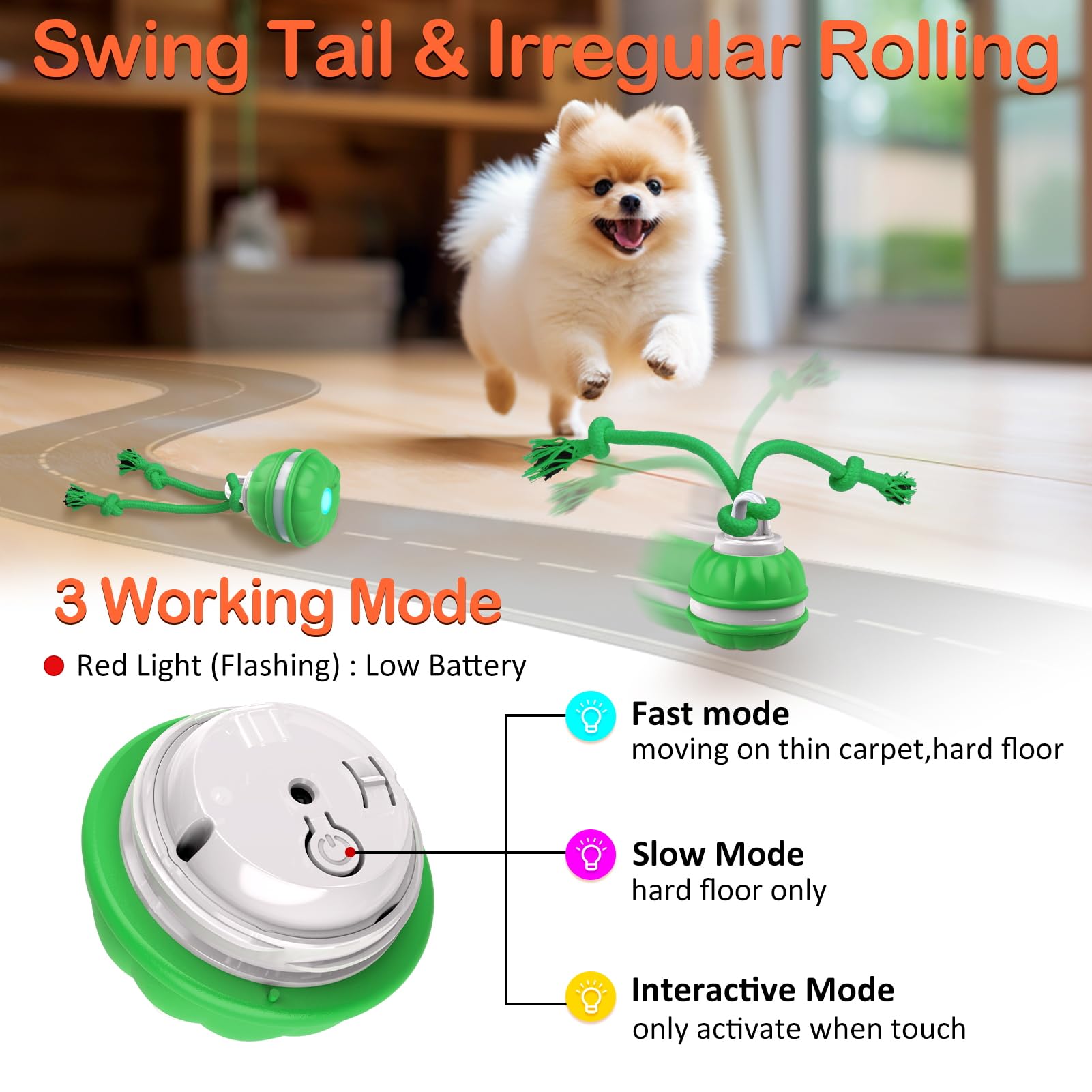 Salodal Juguete interactivo con cuerda larga, ideal para tirar y perseguir.