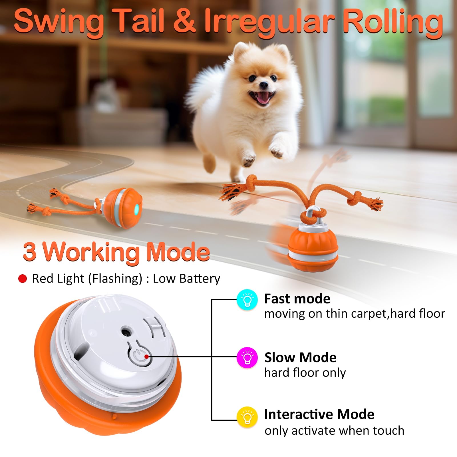 Salodal Peppy Pet Ball con cuerda-teaser para juego interactivo prolongado.