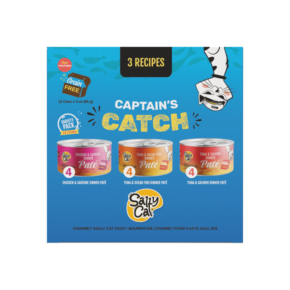 Salty Cat Captain’s Catch pack 12 latas 85 g para alimentación diaria.