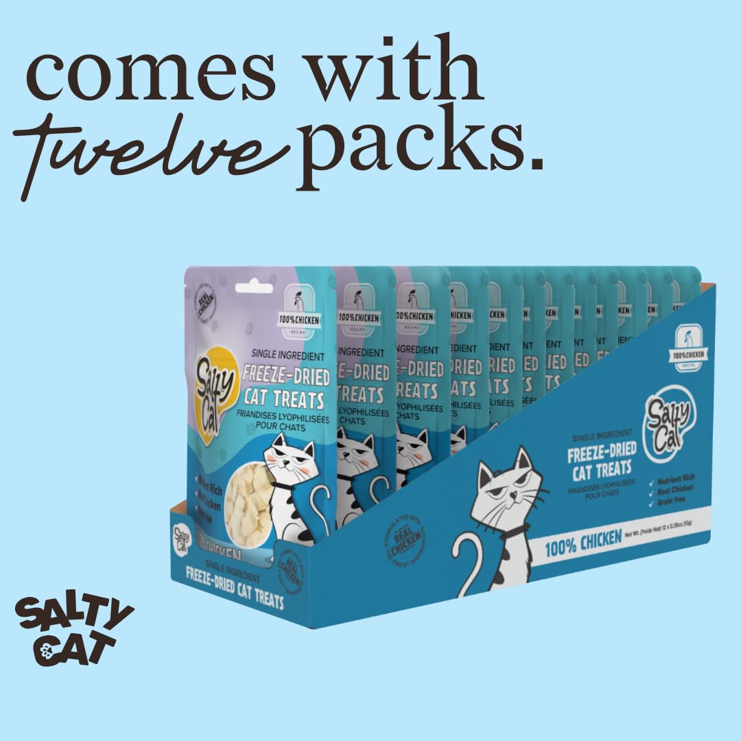 Salty Cat presentación de 12 packs, opción práctica para casa.