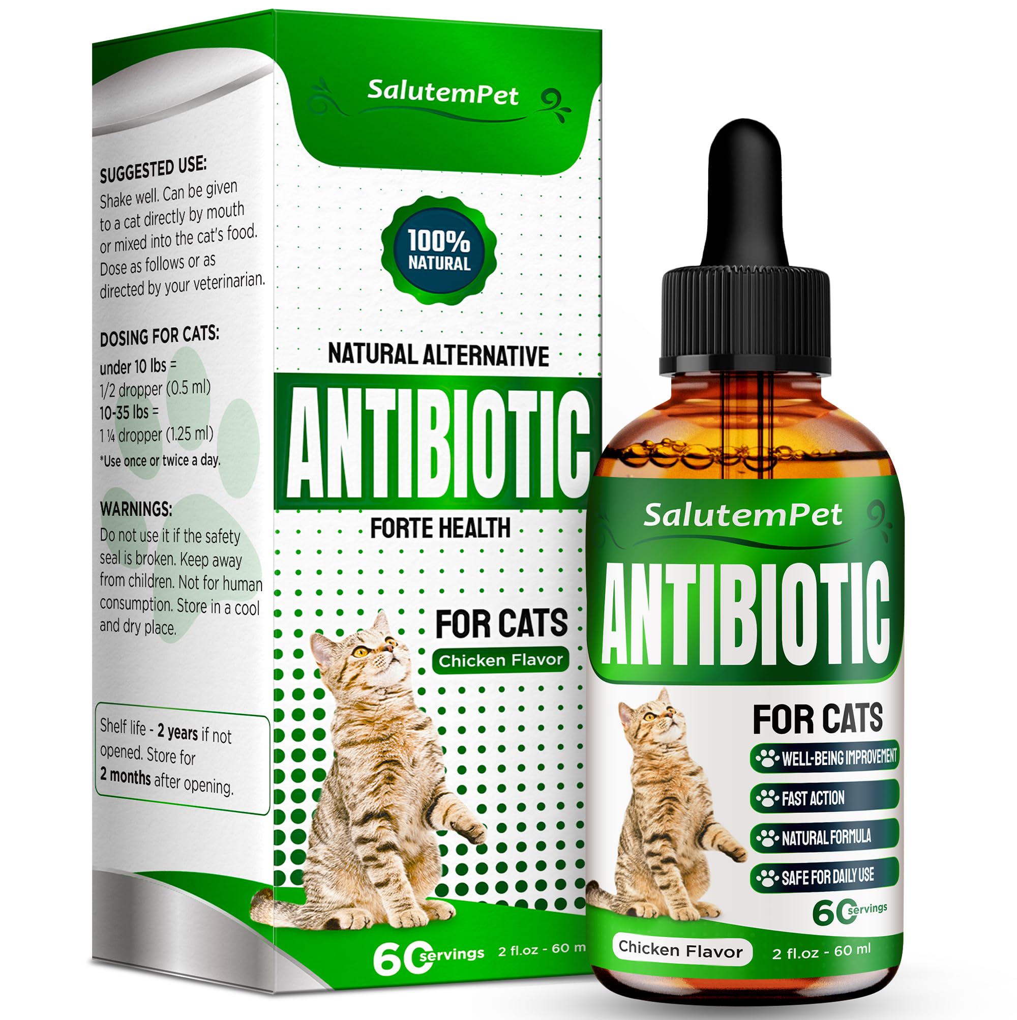 SalutemPet Antibiotico Gatos: frasco líquido 2oz para momentos diarios.