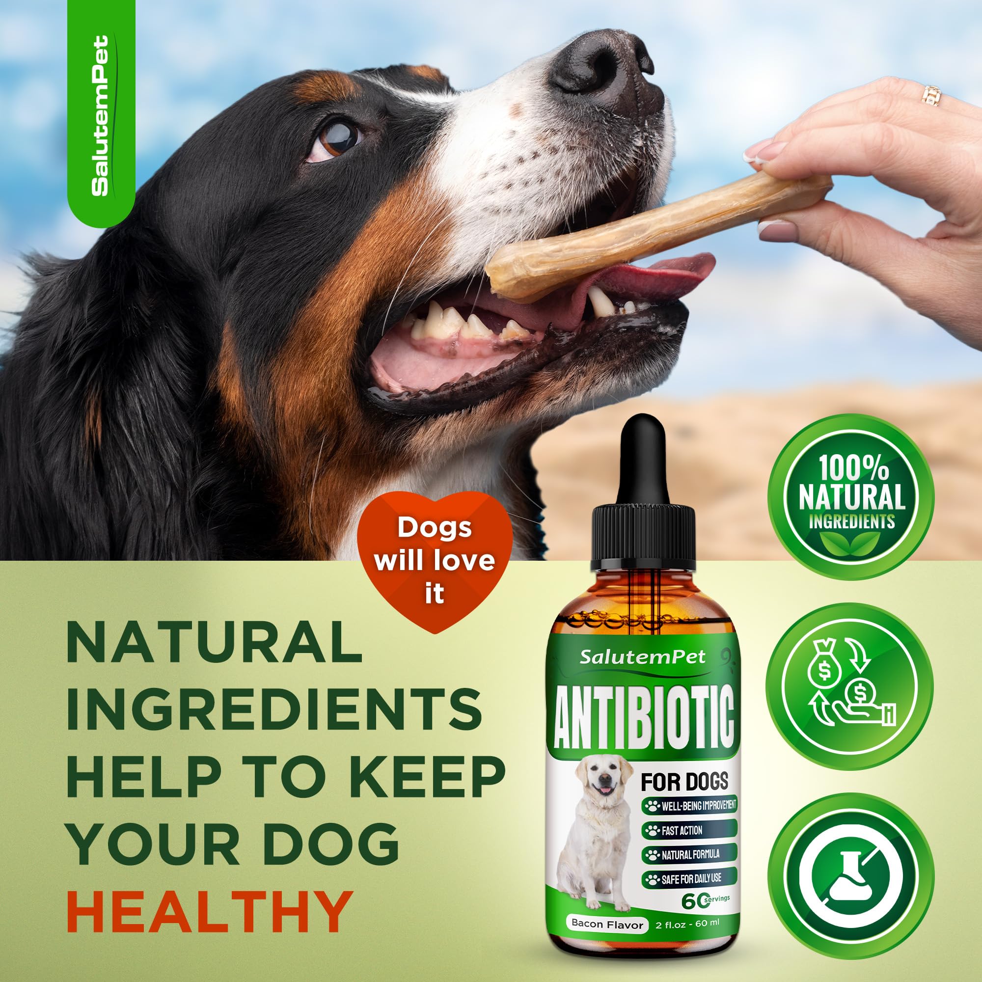 SalutemPet Antibiotico natural cuidado diario de articulaciones gracias a la fórmula herbácea