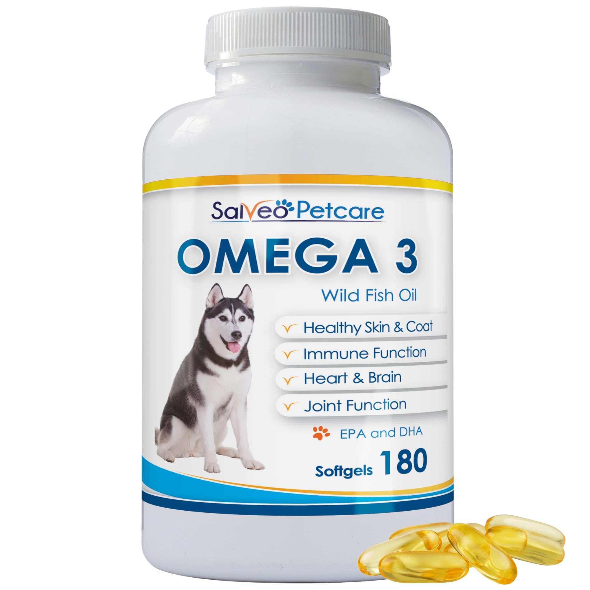 Salveo Petcare Omega 3 para perros: cápsulas para pelaje brillante.