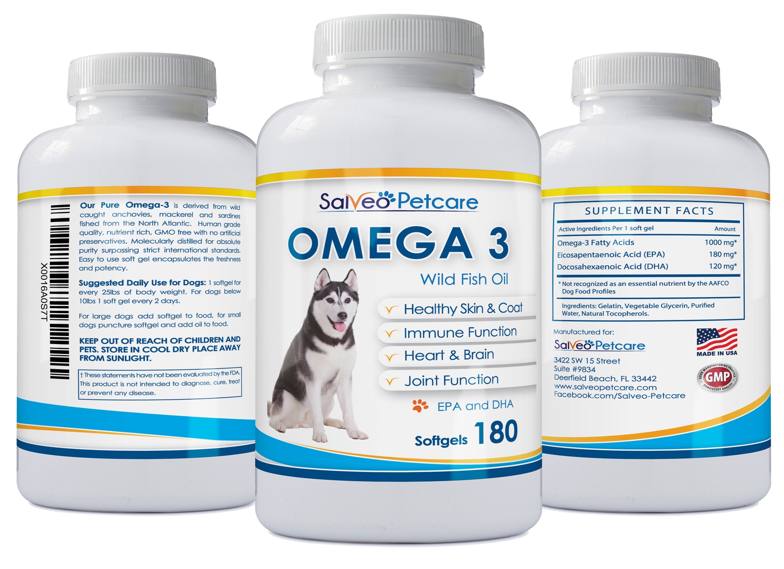 Salveo Petcare Omega 3 para perros: uso diario recomendado.