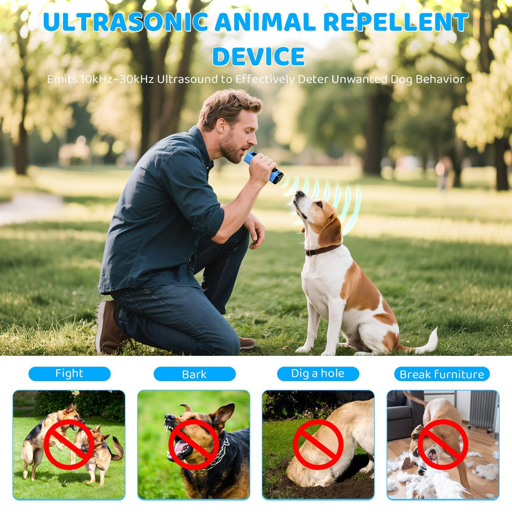 SAMULE disuasor ultrasonico mostrado para entrenamiento de perros en interiores y exteriores