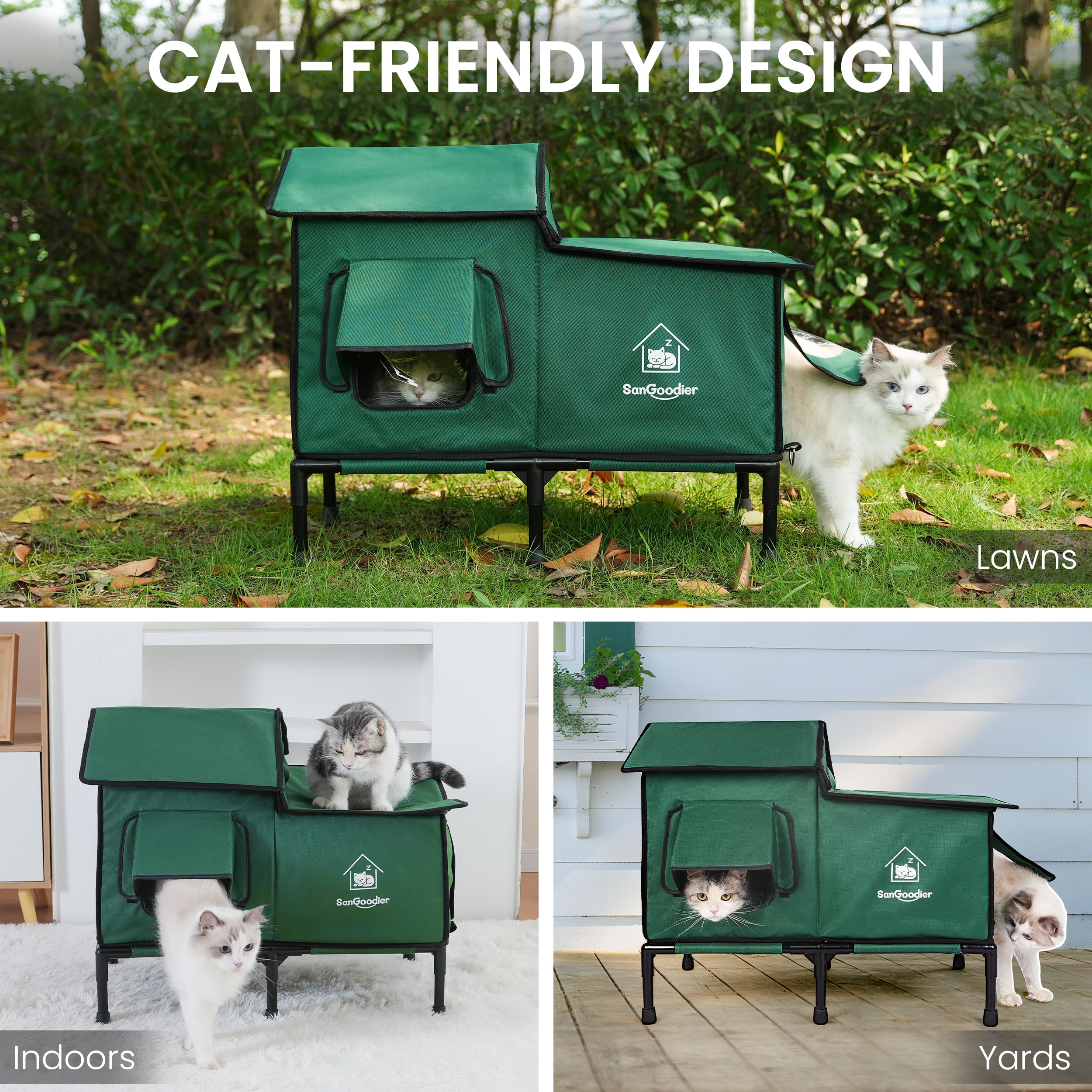 Sangoodier casa gatos capacidad 2-3 refugio para dos a tres felinos