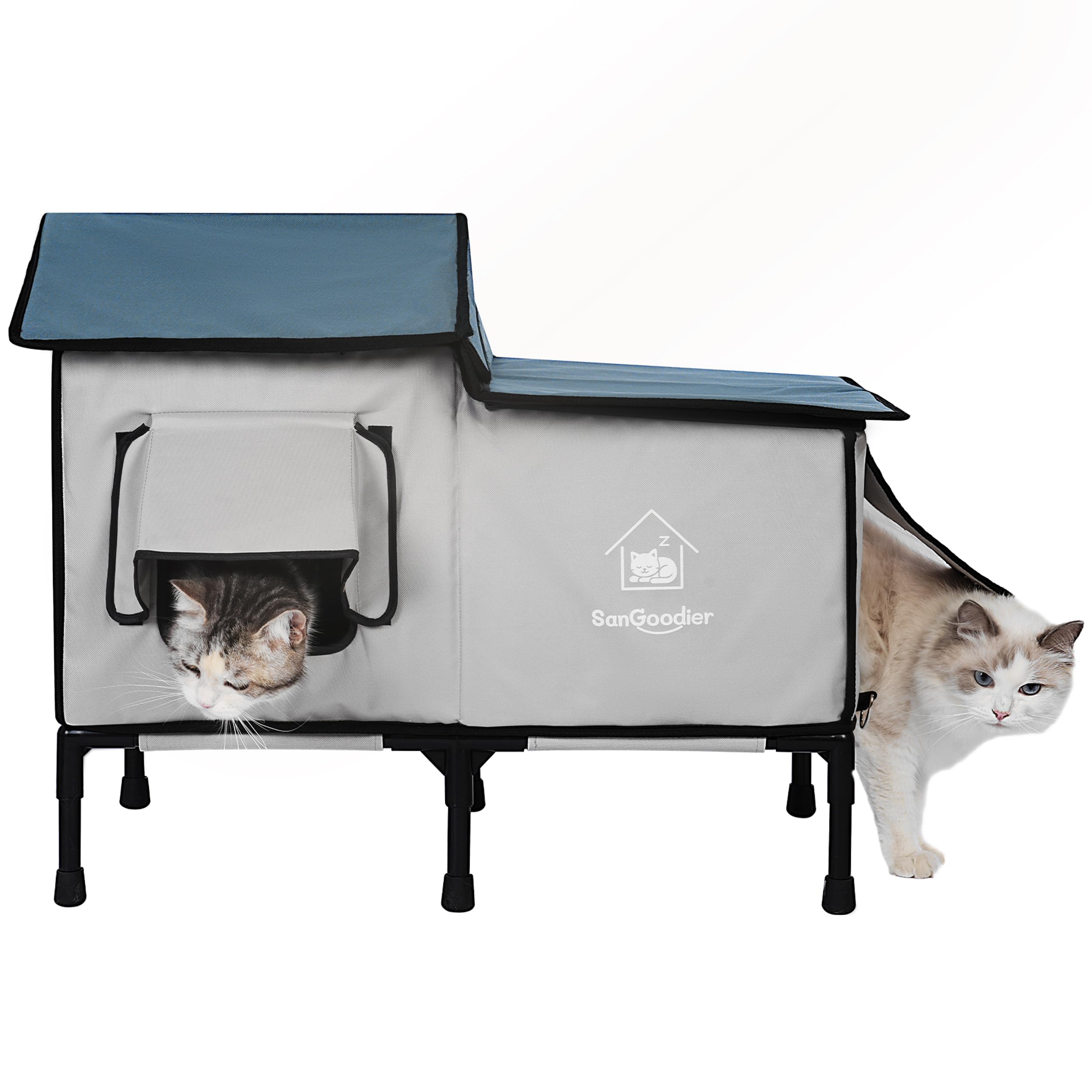 La Sangoodier casa para gatos exterior impermeable ofrece refugio seco.