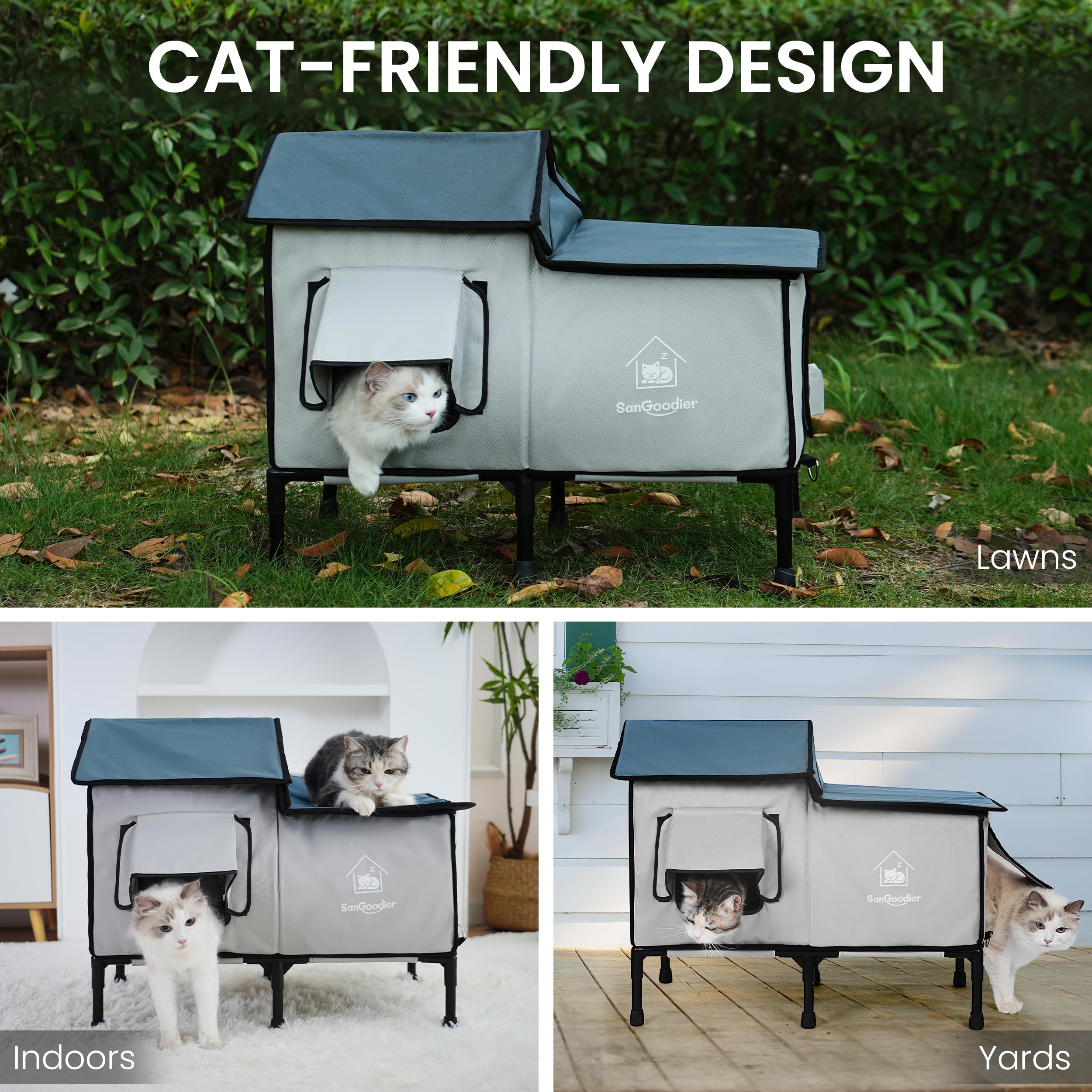 La Sangoodier casa-gatos-plegable-portatil se guarda fácilmente para viajes.