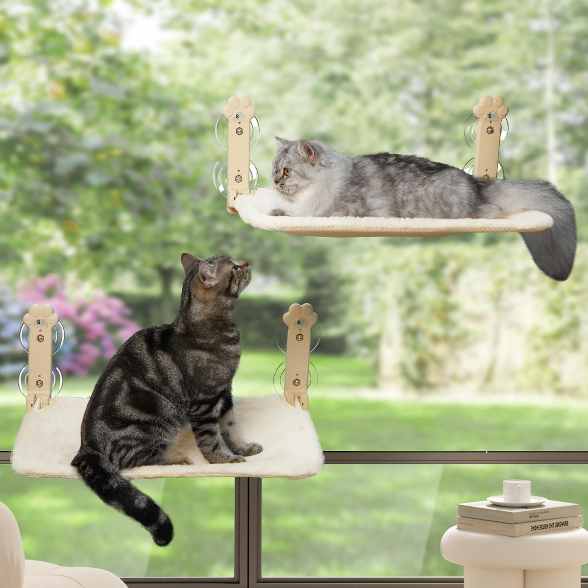 Sangoodier percha-ventana-gato amarillo 2pack: descanso cómodo dentro de casa.