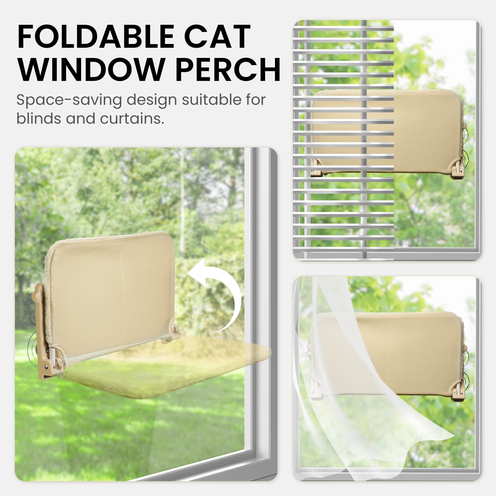 Sangoodier percha-ventana-gato amarillo desmontable para lavado fácil.