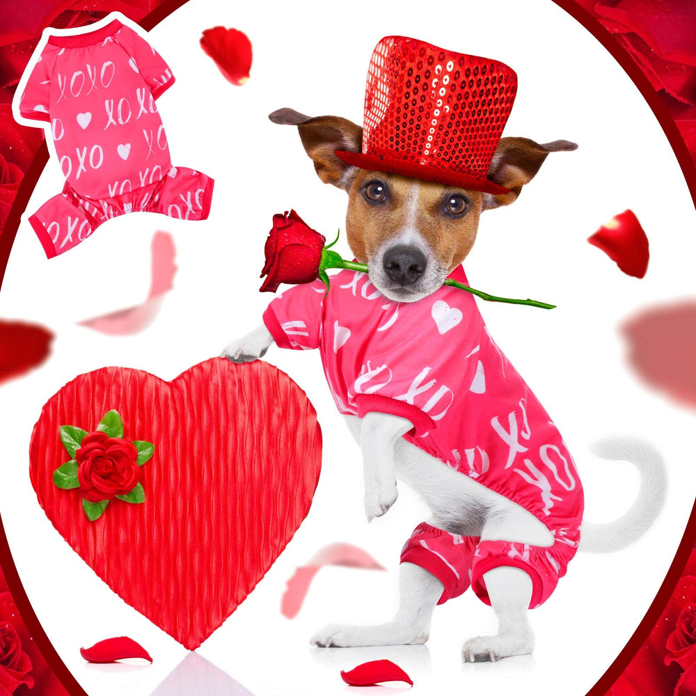 Conjunto Sanwuta de pijamas caninos con motivos amor y beso, perfecto para sesiones de fotos