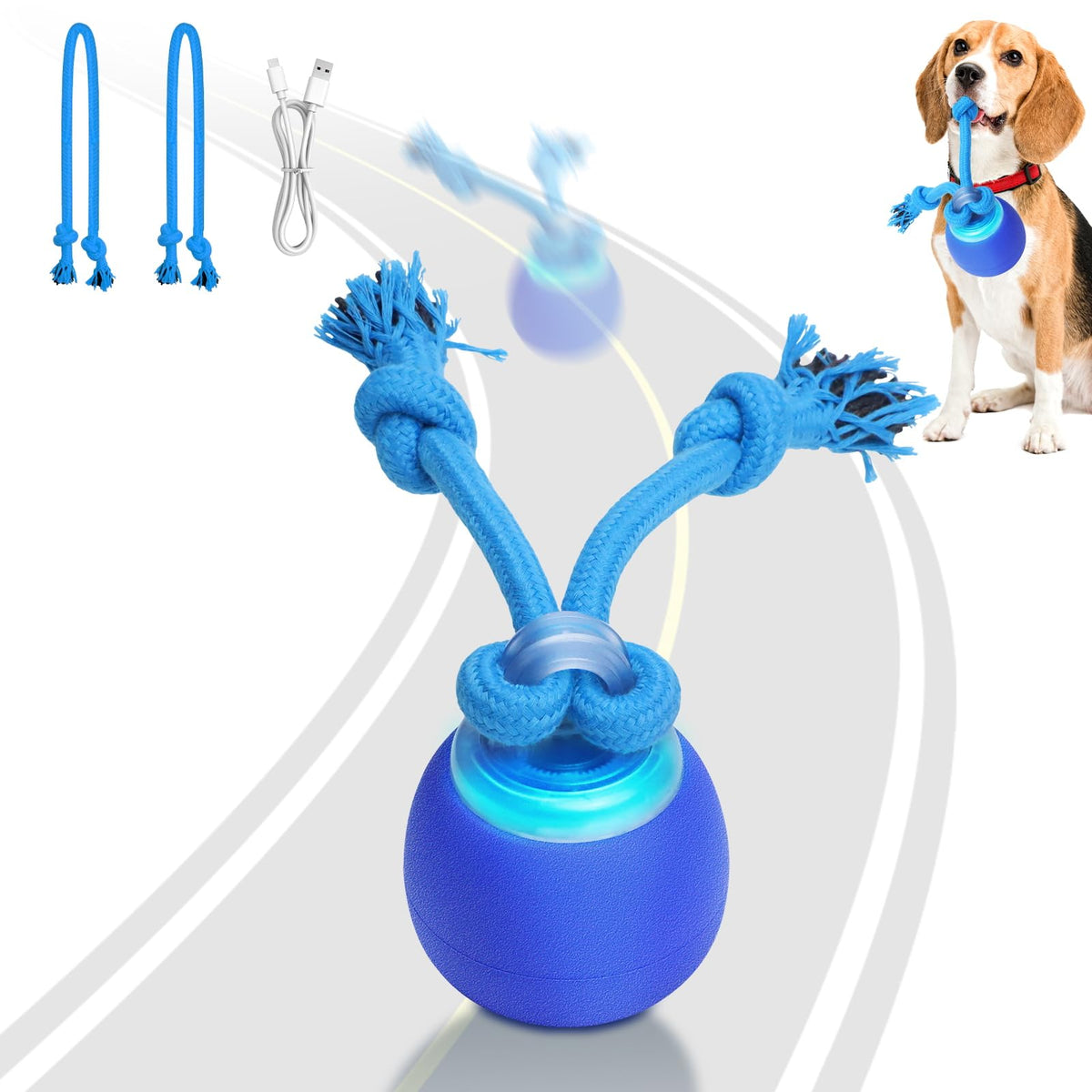 Saolife bola rodante interactiva en acción, estimula juego activo y curiosidad del perro.